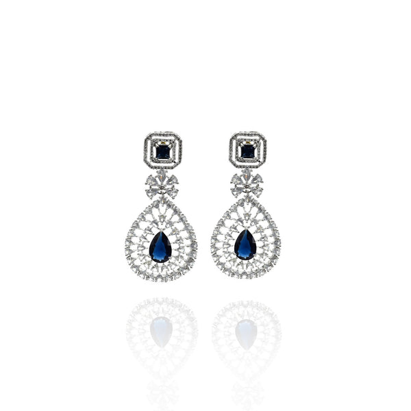 Pihu AD Earrings Blue - The Pashm