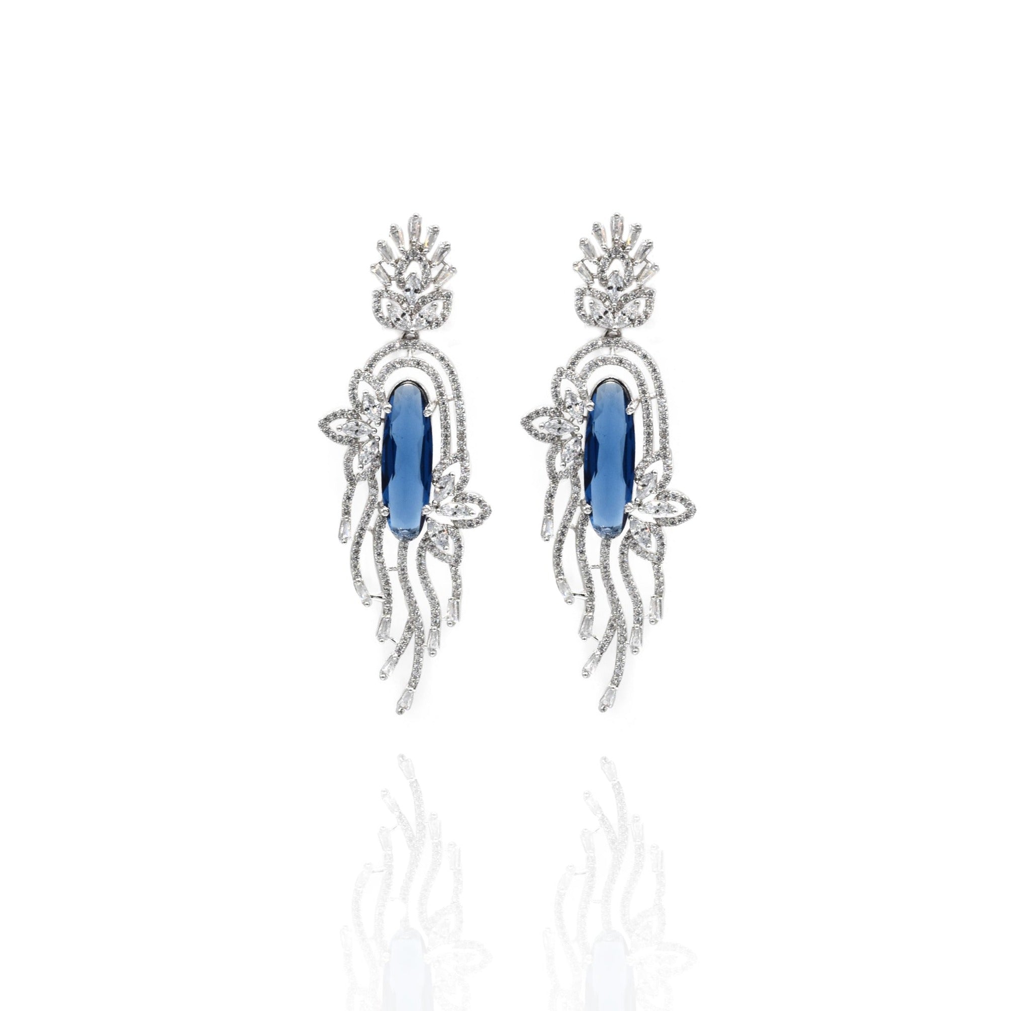 Julie Zirconia Earrings Blue - The Pashm