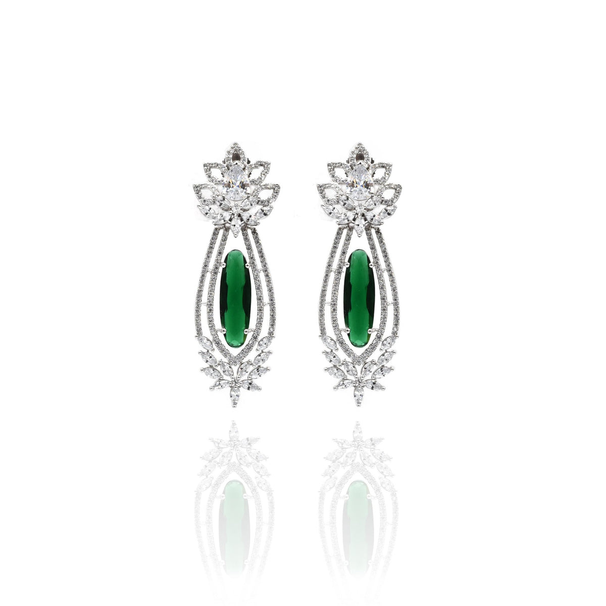 Kim Zirconia Green Earrings - The Pashm