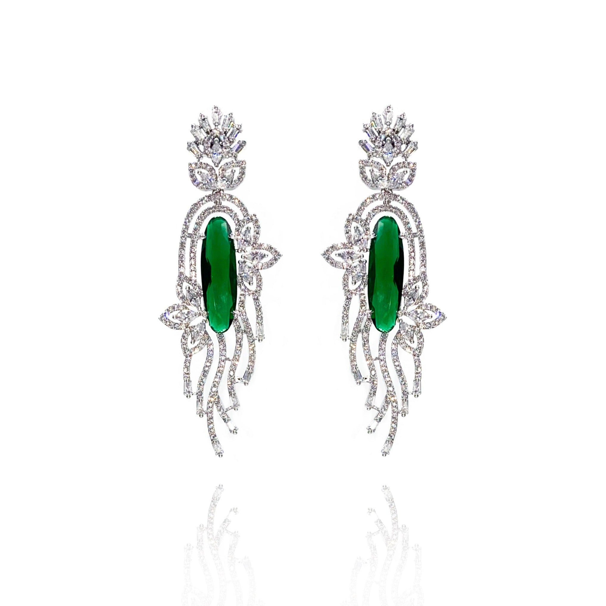 Julie Zirconia Earrings Green - The Pashm