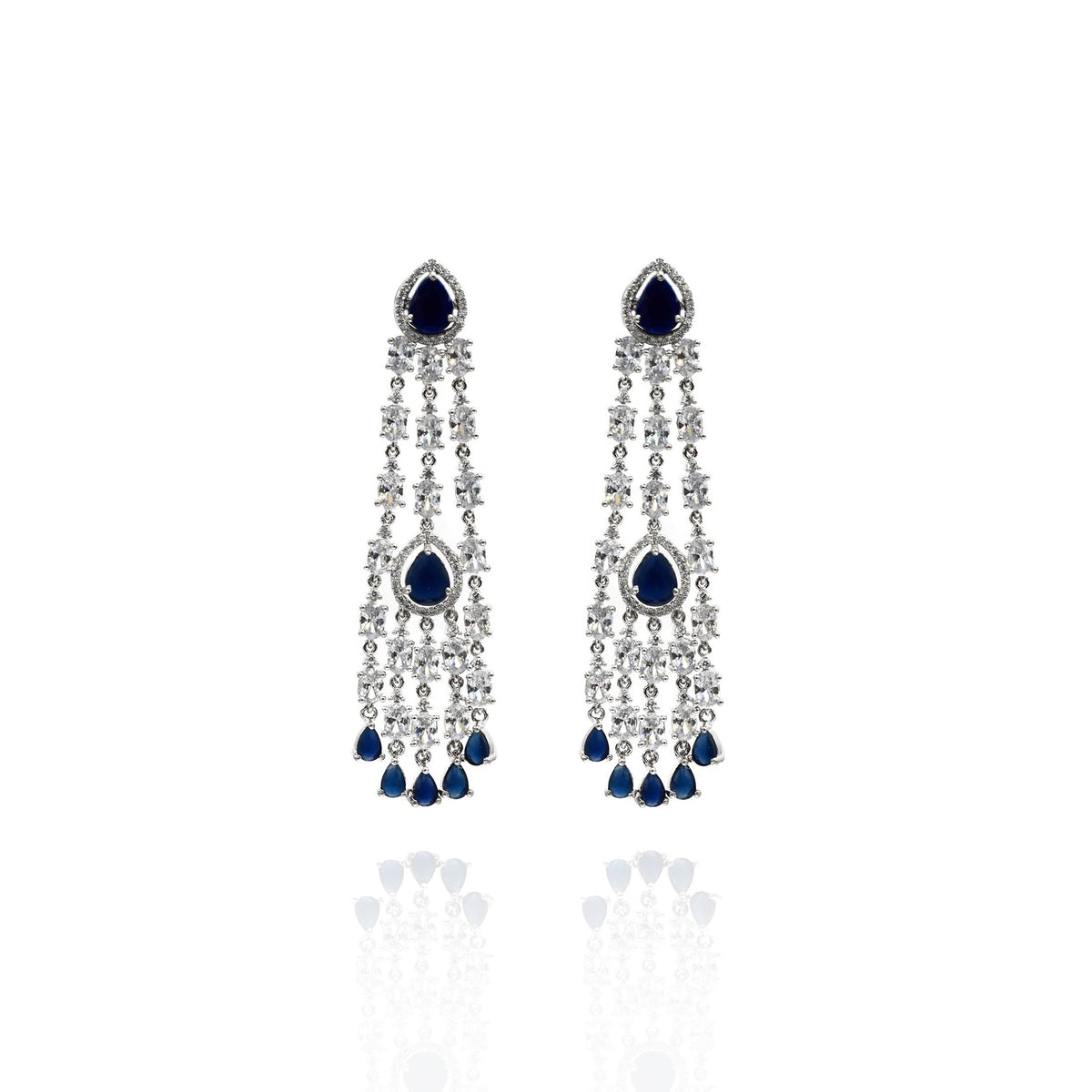 Fiza AD Earrings Blue - The Pashm