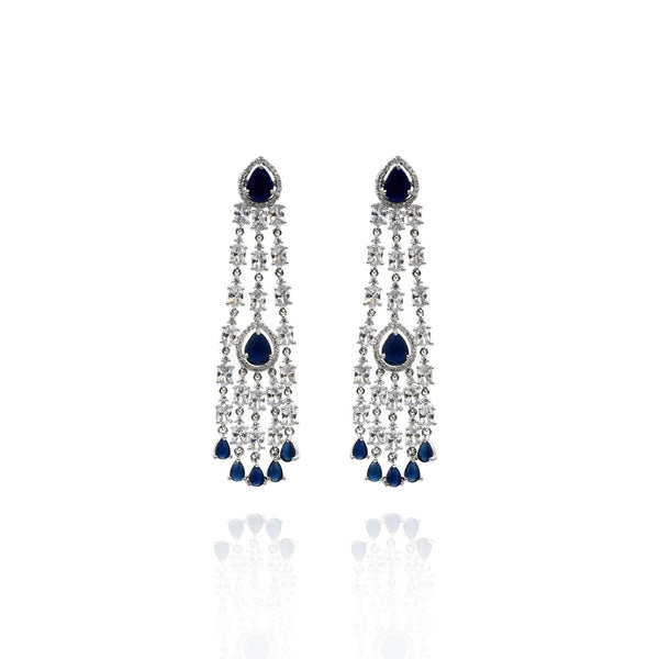 Fiza AD Earrings Blue - The Pashm