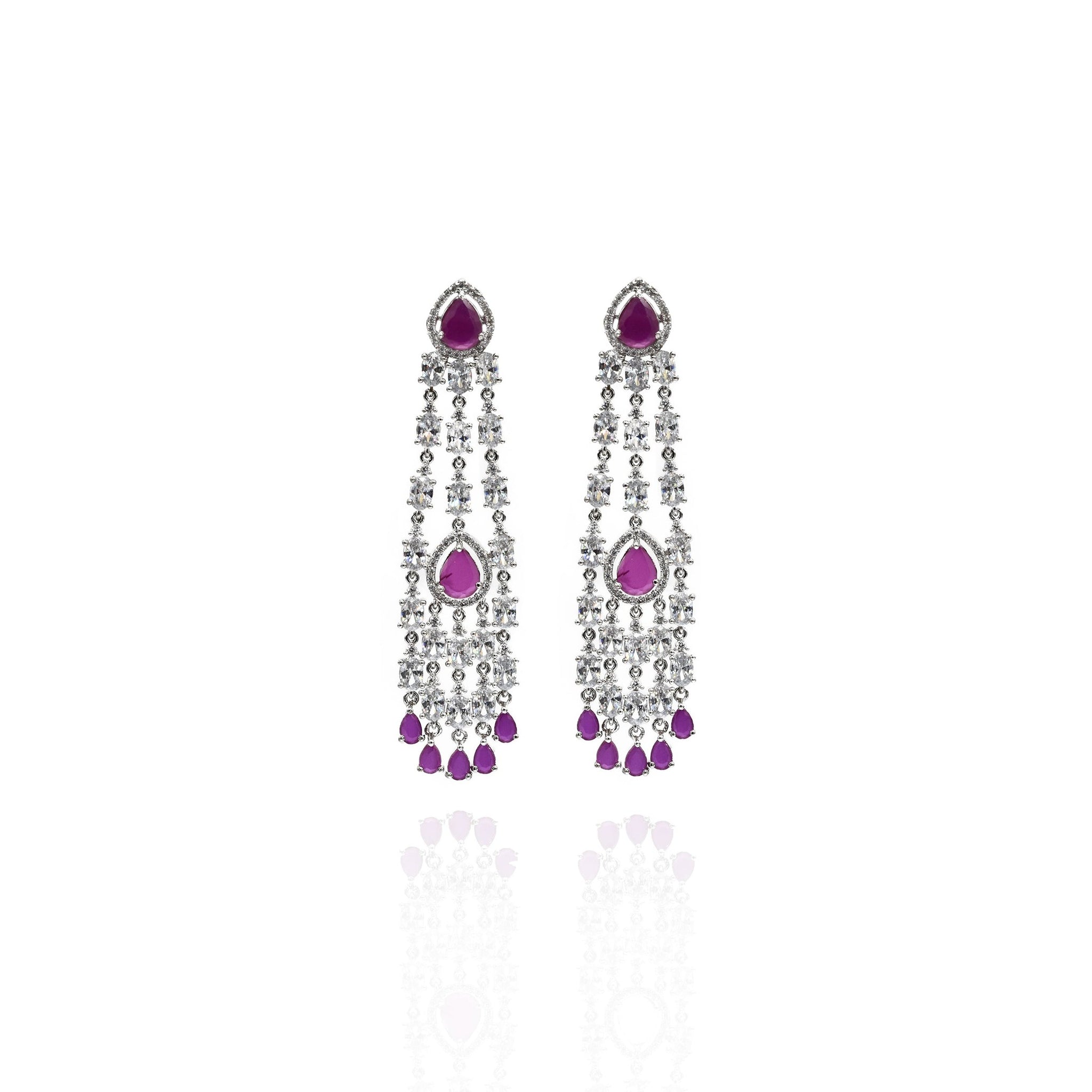 Fiza AD Earrings Pink - The Pashm