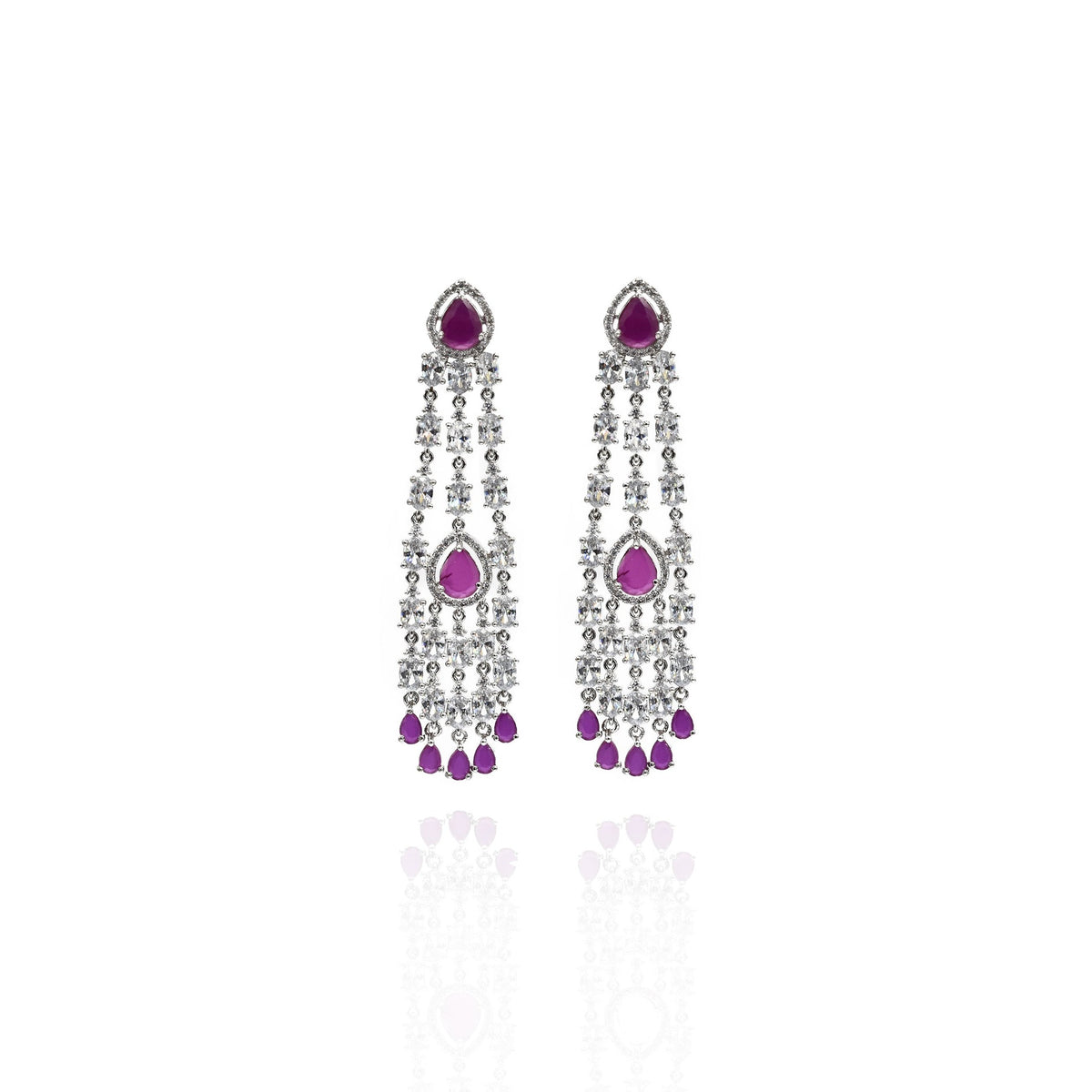 Fiza AD Earrings Pink - The Pashm