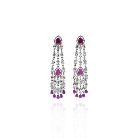 Fiza AD Earrings Pink - The Pashm