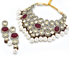 Nina Carved Stone Kundan AD Choker - The Pashm