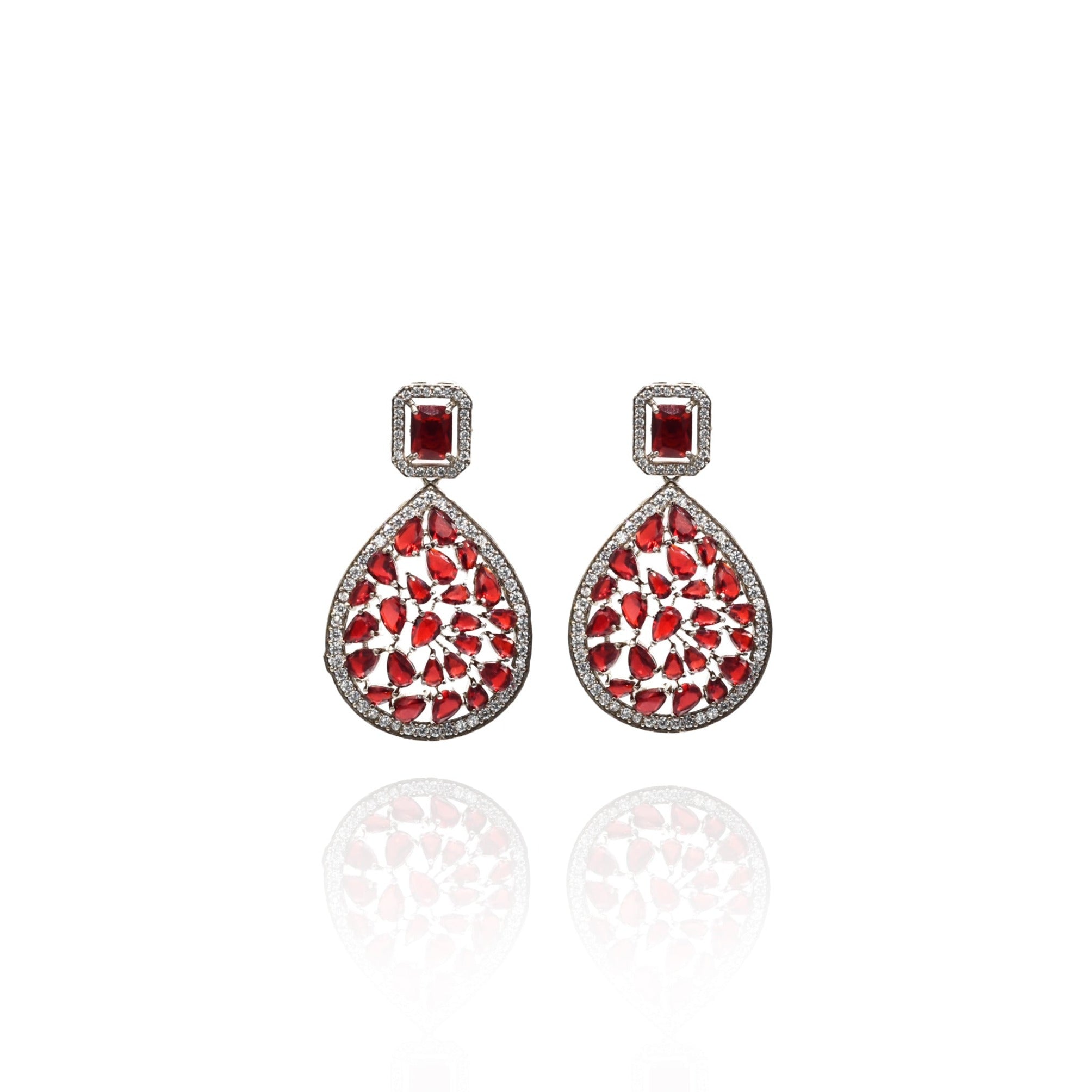 Eli Zirconia Earrings - Red - The Pashm