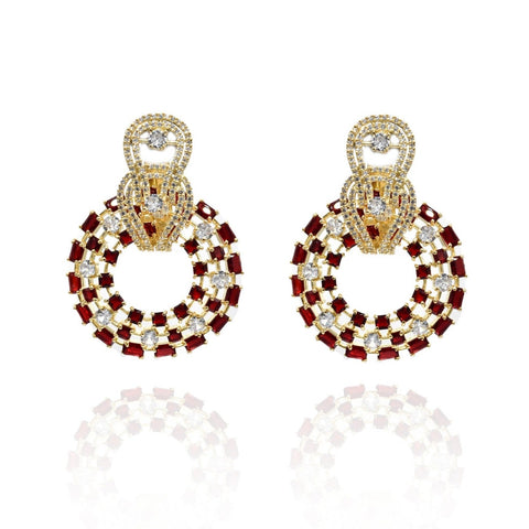 Suzy Zirconia Studded Red Gold Earrings - The pashm