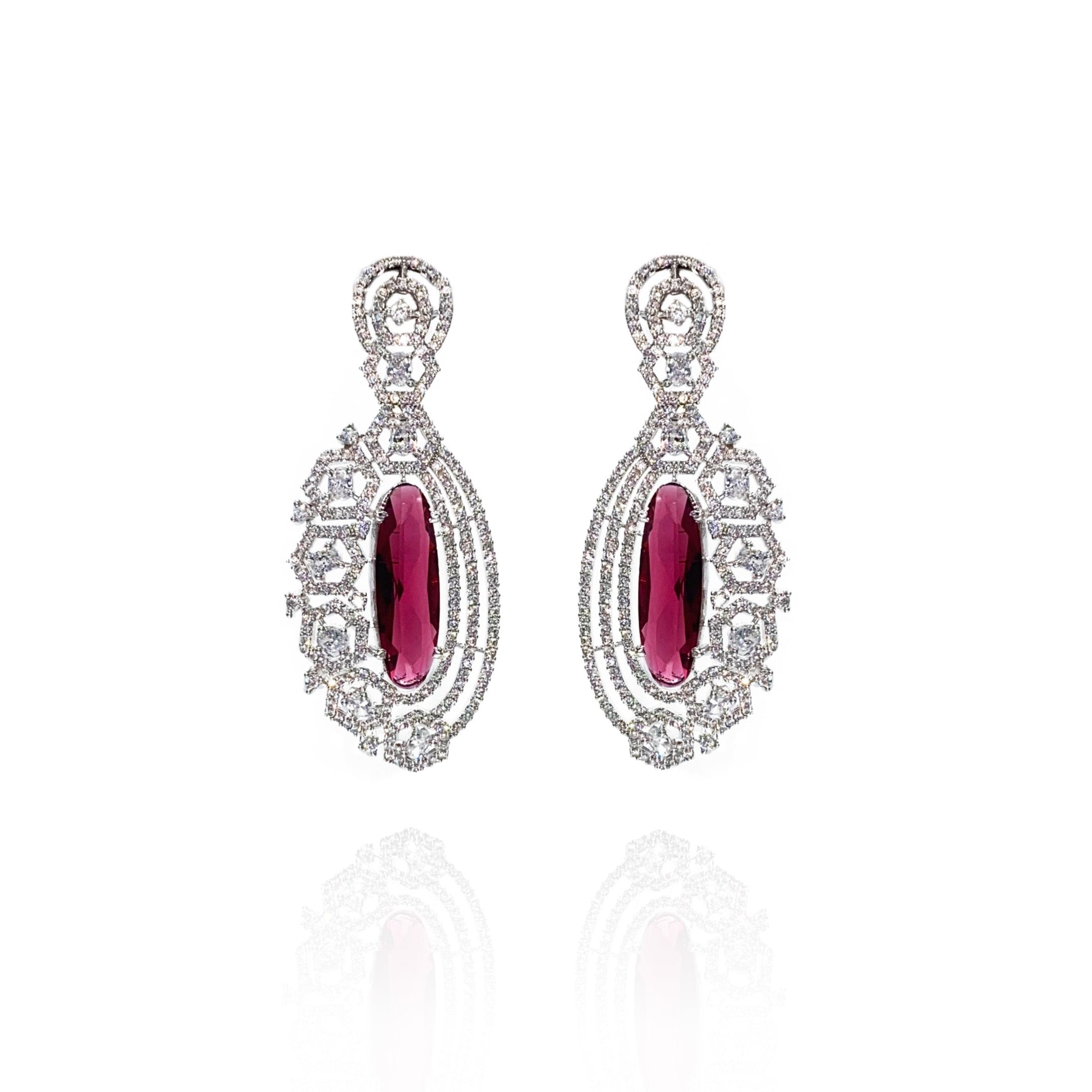 Kyra Zirconia Earrings Red - The Pashm