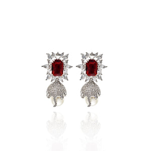 Olay Pearl Drop Earrings Red - The Pashm