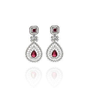 Pihu AD Earrings Red - The Pashm
