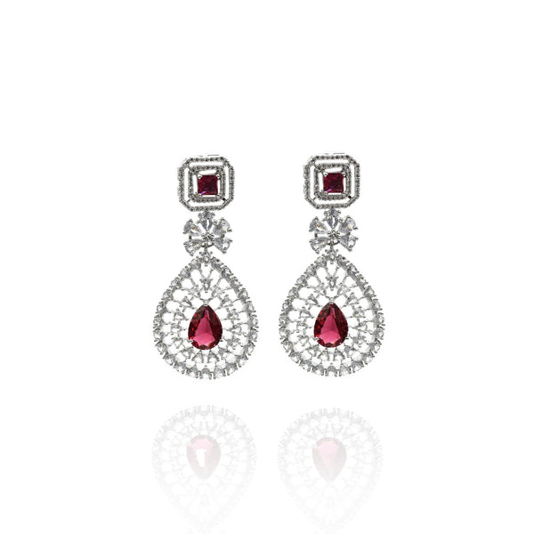 Pihu AD Earrings Red - The Pashm