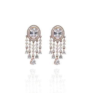 Nimmi Zirconia Tassel Earrings Rose Gold - The Pashm