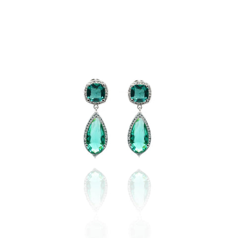 Erica Double Crystal Earrings Green - The Pashm