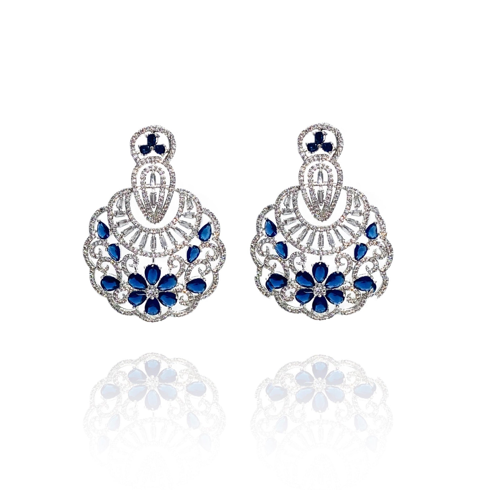 Gina Zirconia Earrings Blue - The Pashm