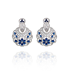 Gina Zirconia Earrings Blue - The Pashm