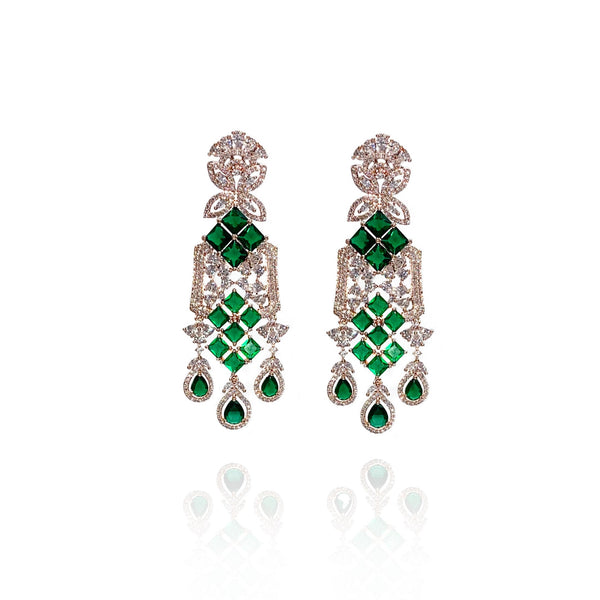 Sonia Zirconia Earrings Green - The Pashm