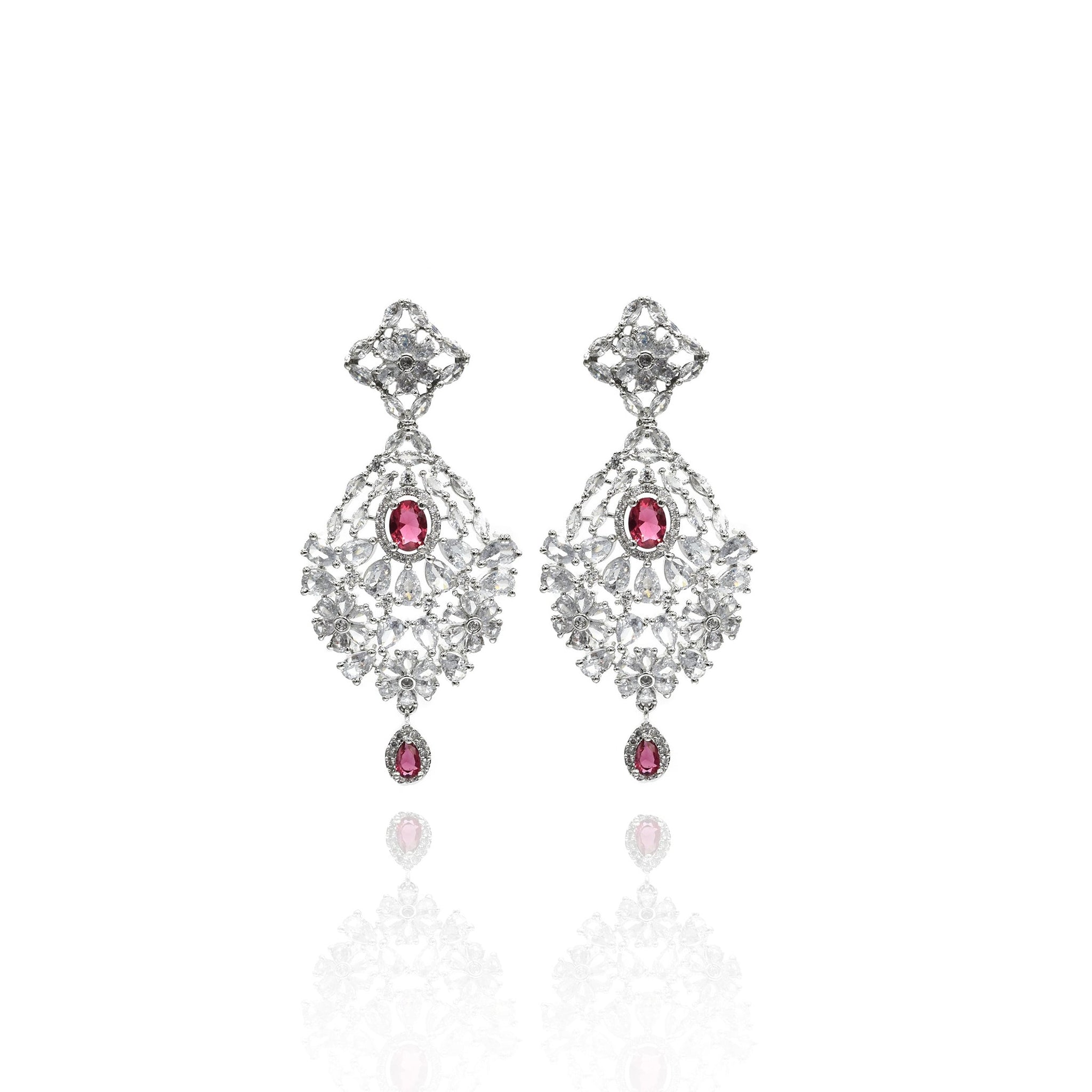 Annayah AD Earrings Red - The pashm
