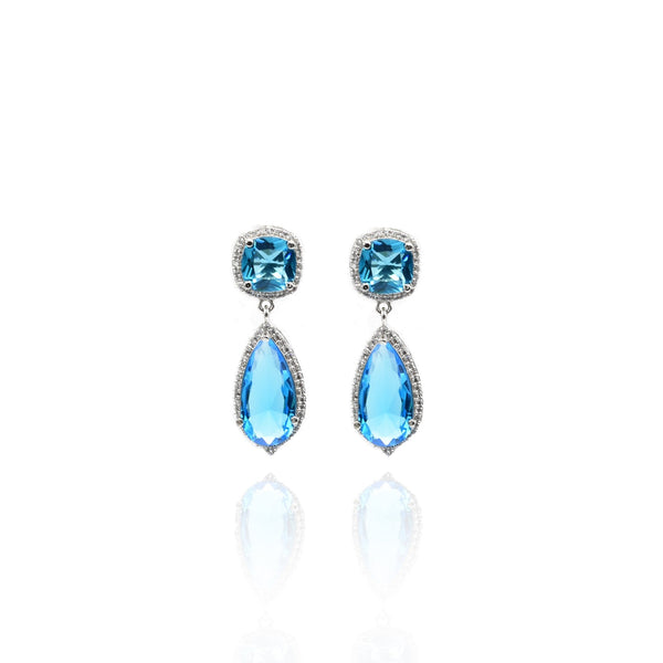 Erica Double Crystal Earrings Blue - The Pashm