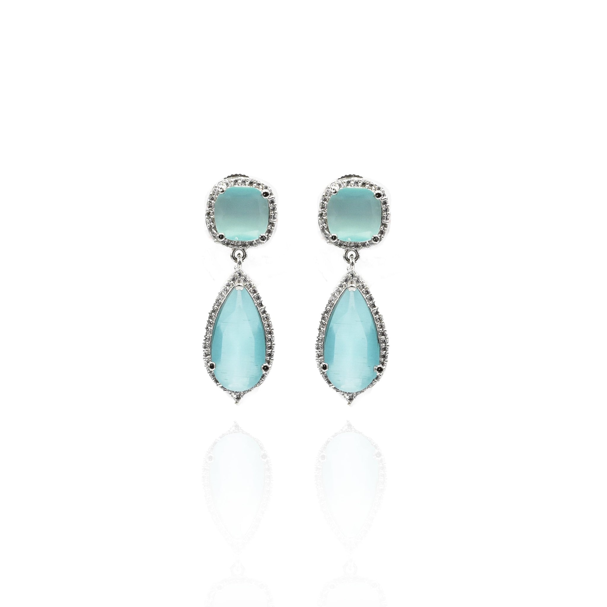 Erica Double Crystal Earrings Mint - The Pashm