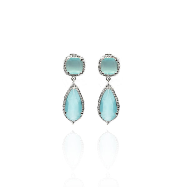 Erica Double Crystal Earrings Mint - The Pashm