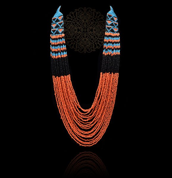 Sasha Hand Knitted Bead Necklace - Orange