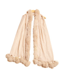 Faux Fur Pompom Wool Stole