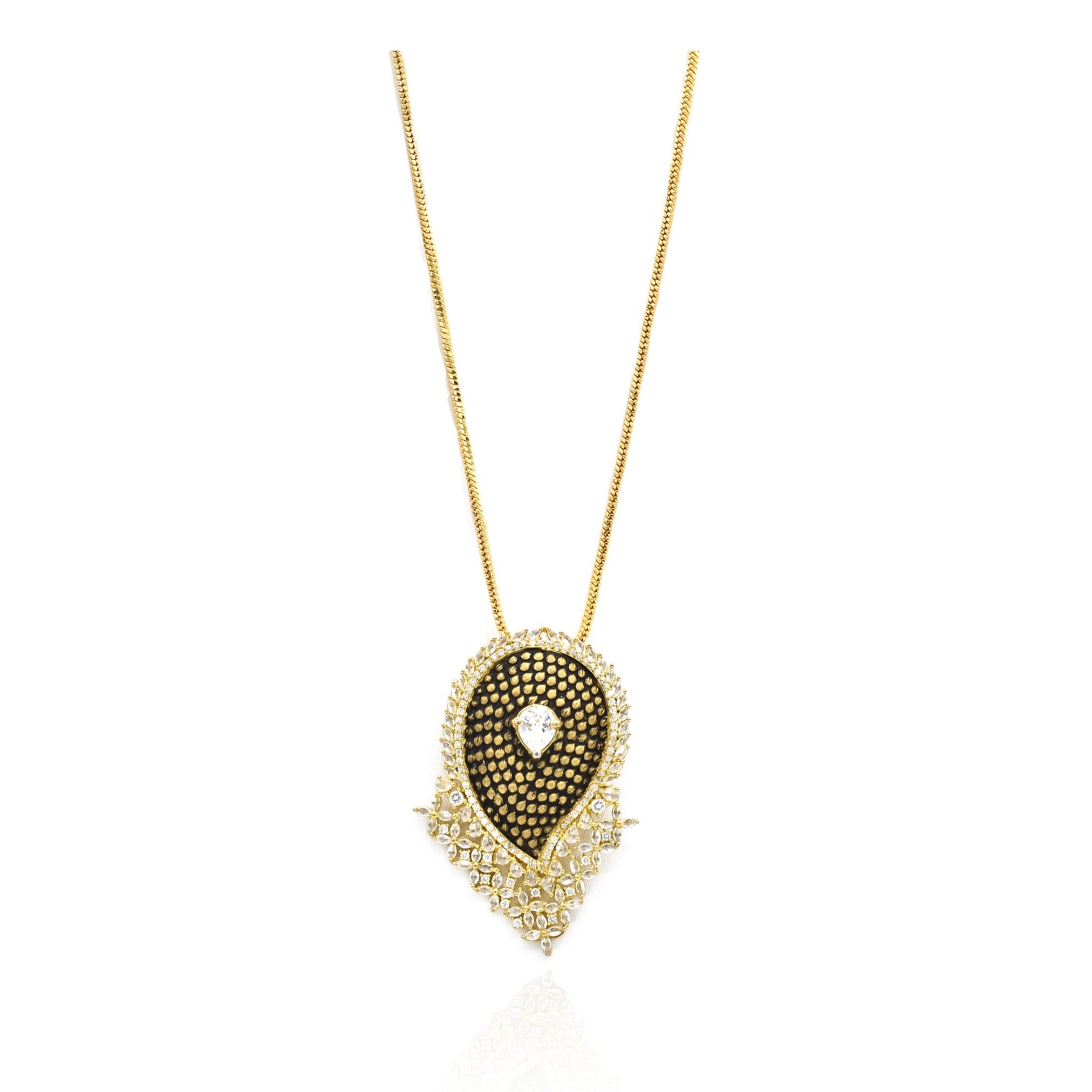 Pankhuri Black AD Pendant Set - The Pashm