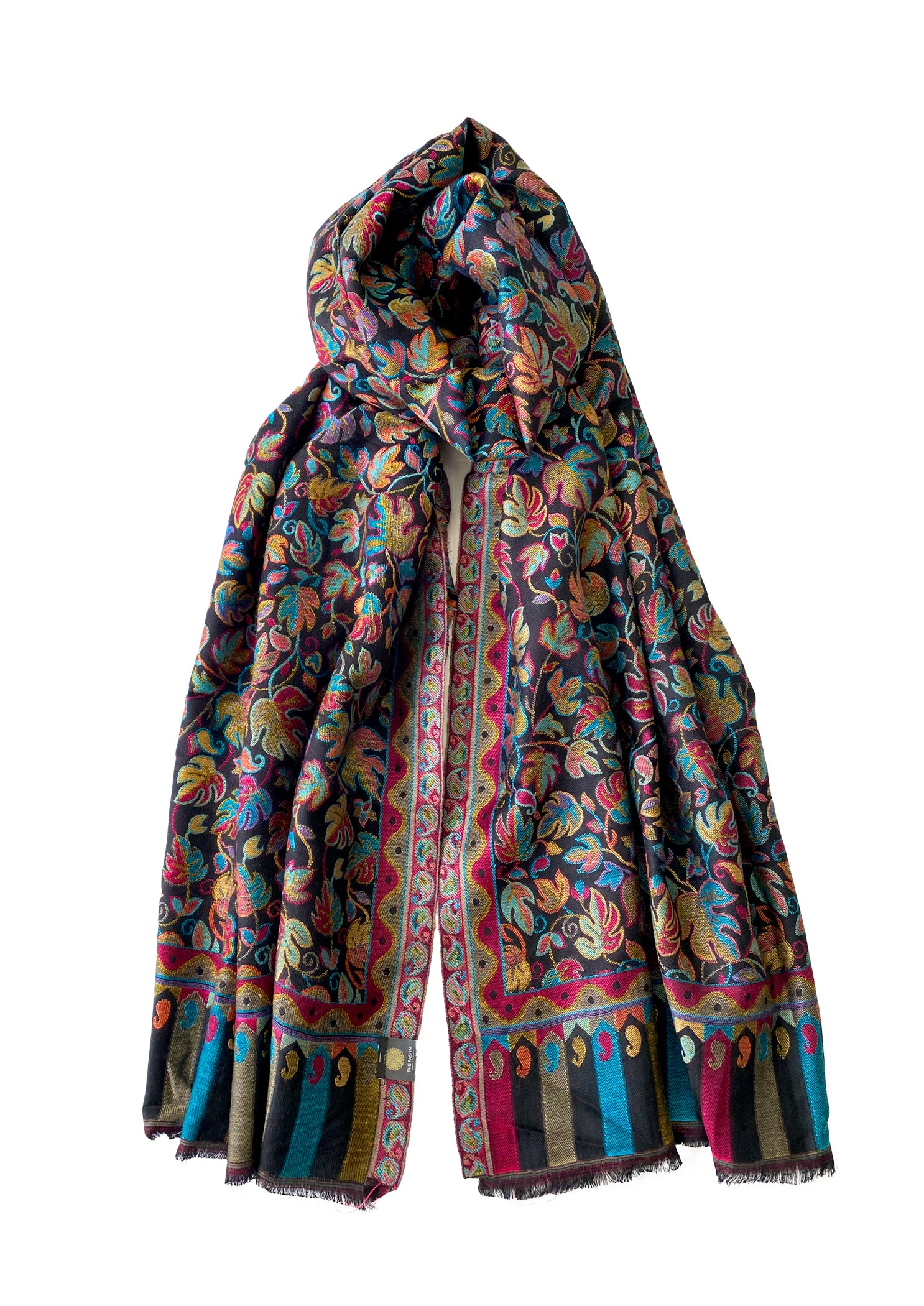 Black Modal Colorful Kani Shawl - The Pashm