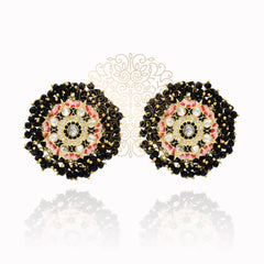 Raghvi Meenakari Beaded Wreath Earrings Black - The Pashm