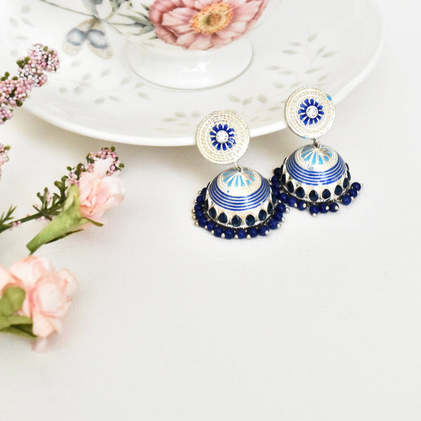 Amrita Antique Meena Blue Earrings - The Pashm