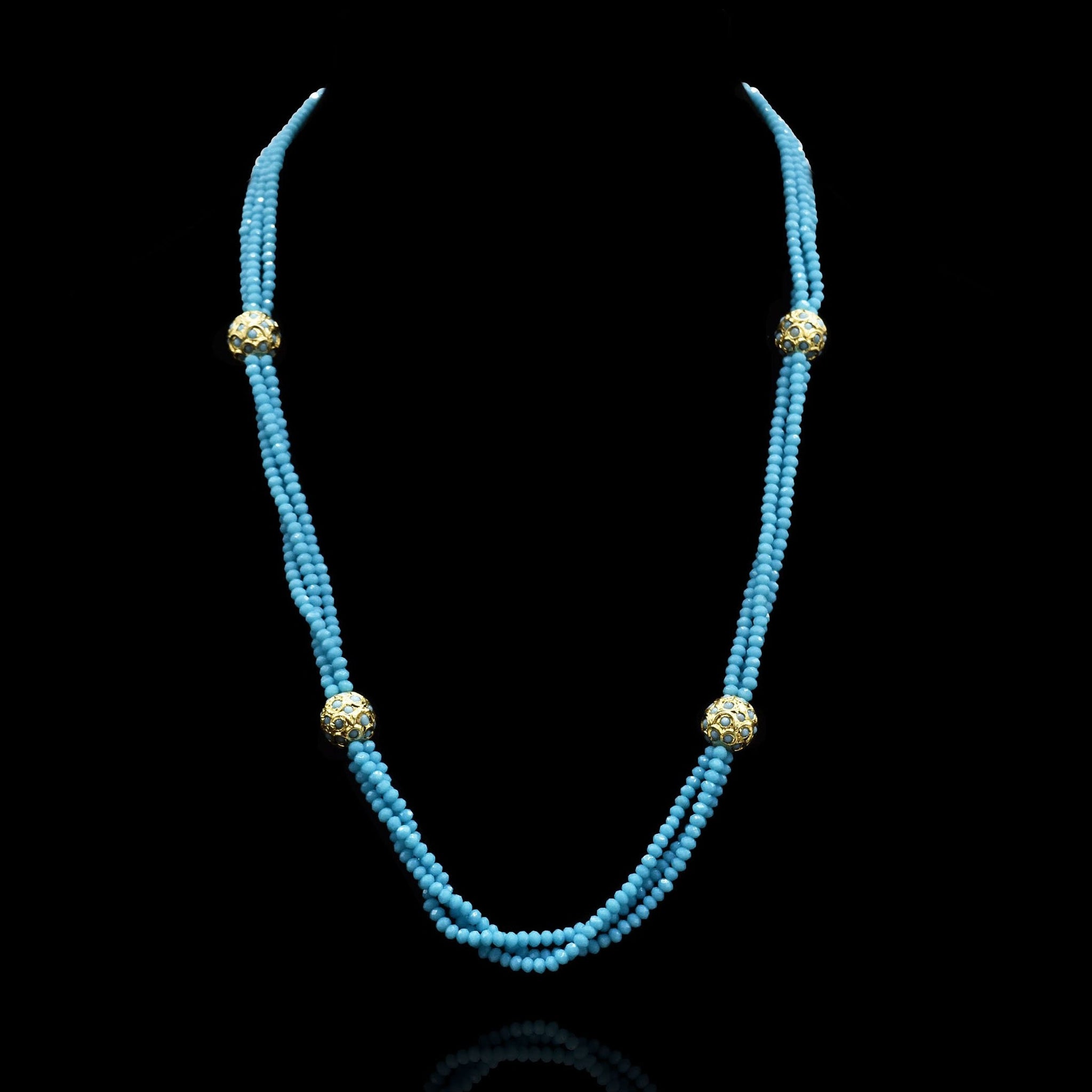 Esta Sky Blue Beads Necklace - The Pashm