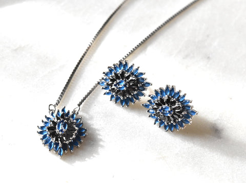 Aamiya 925 Silver Necklace Set - Blue