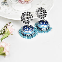 Gulbahaar Meenakari Earrings Blue - The Pashm