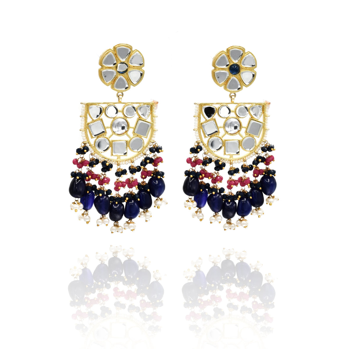 Kiran Mirror Earrings Tikka Set - The Pashm