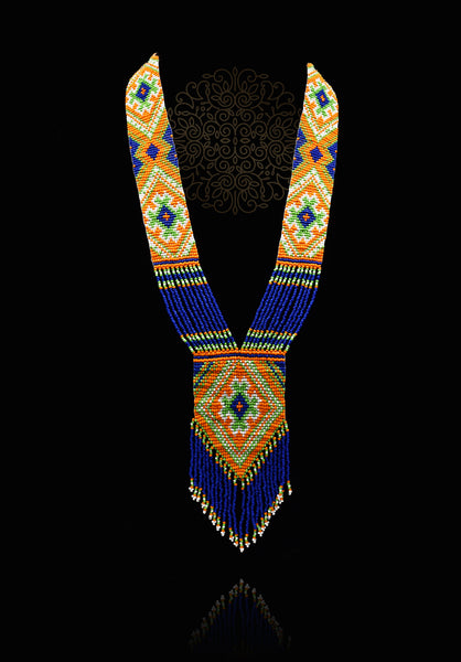 Zara Hand Knitted Bead Necklace - Indigo