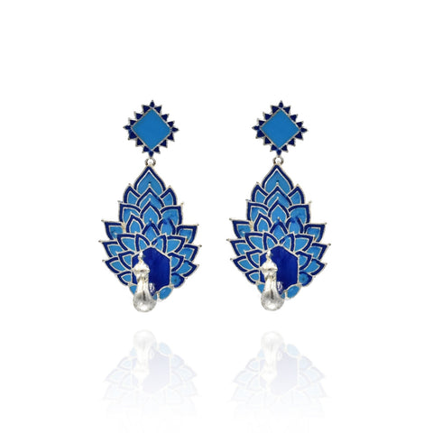 Manvi Meenakari Peacock Earrings - The Pashm