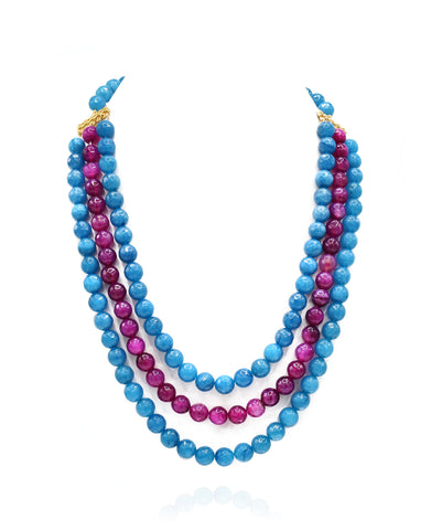 Sophia Blue Pink Stone Beads String - The Pashm
