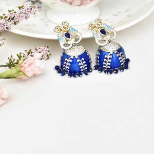 Jaanvi Studded Meenakari Blue Earrings - The Pashm