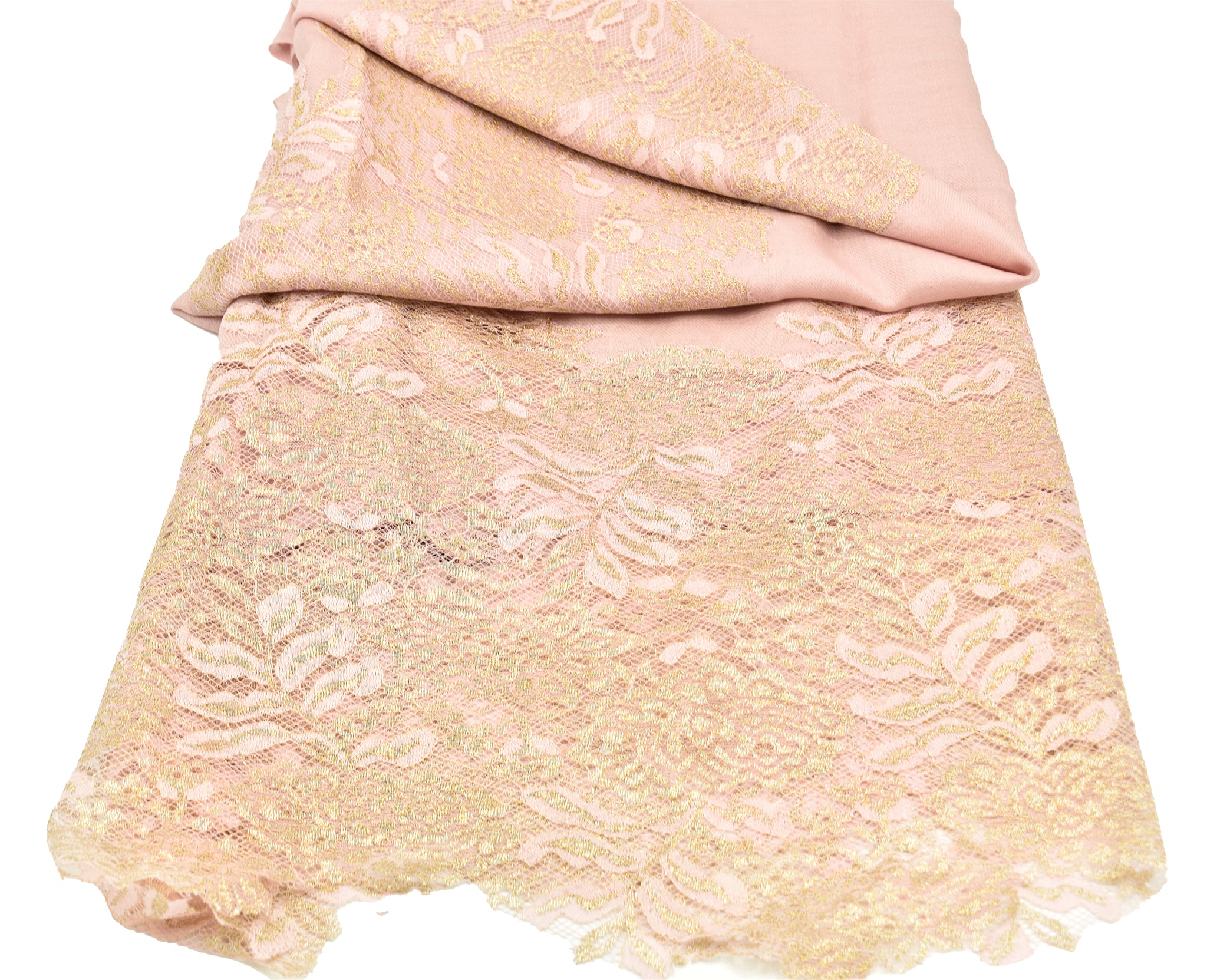 French Chantilly Lace Patch Fine Wool Shawl Yellow - The Pashm