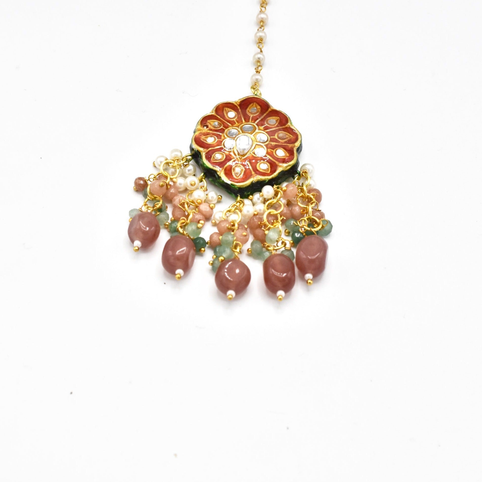 Saroj Lac Beaded Set - Apricot - The Pashm