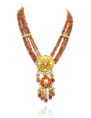 Saroj Lac Beaded Set - Apricot - The Pashm