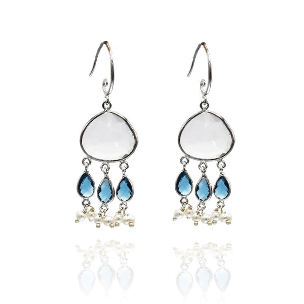 Crystal Drops Earrings Blue - The Pashm