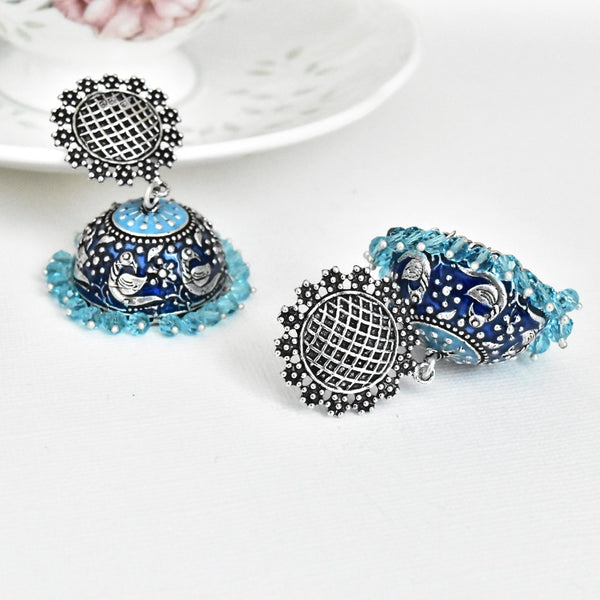 Hans Meenakari Earrings Blue - The pashm