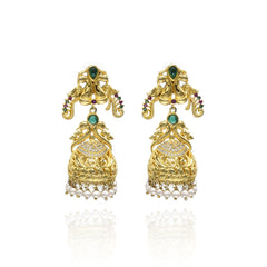 Hitu Jadau CZ Jhumki Earrings - The Pashm