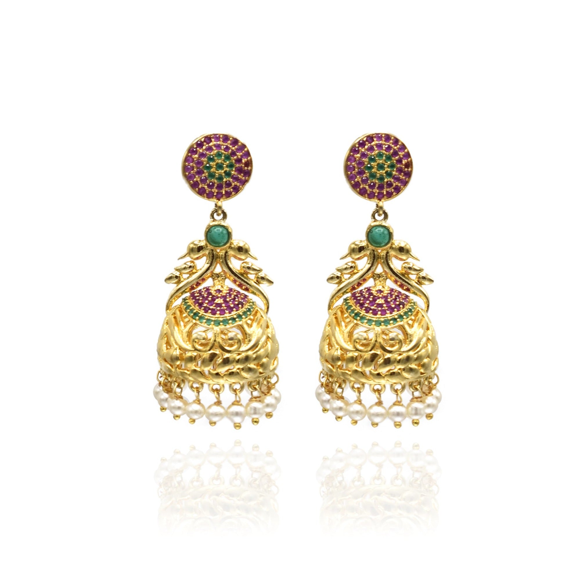 Urvi Jadau CZ Jhumki Earrings - The Pashm