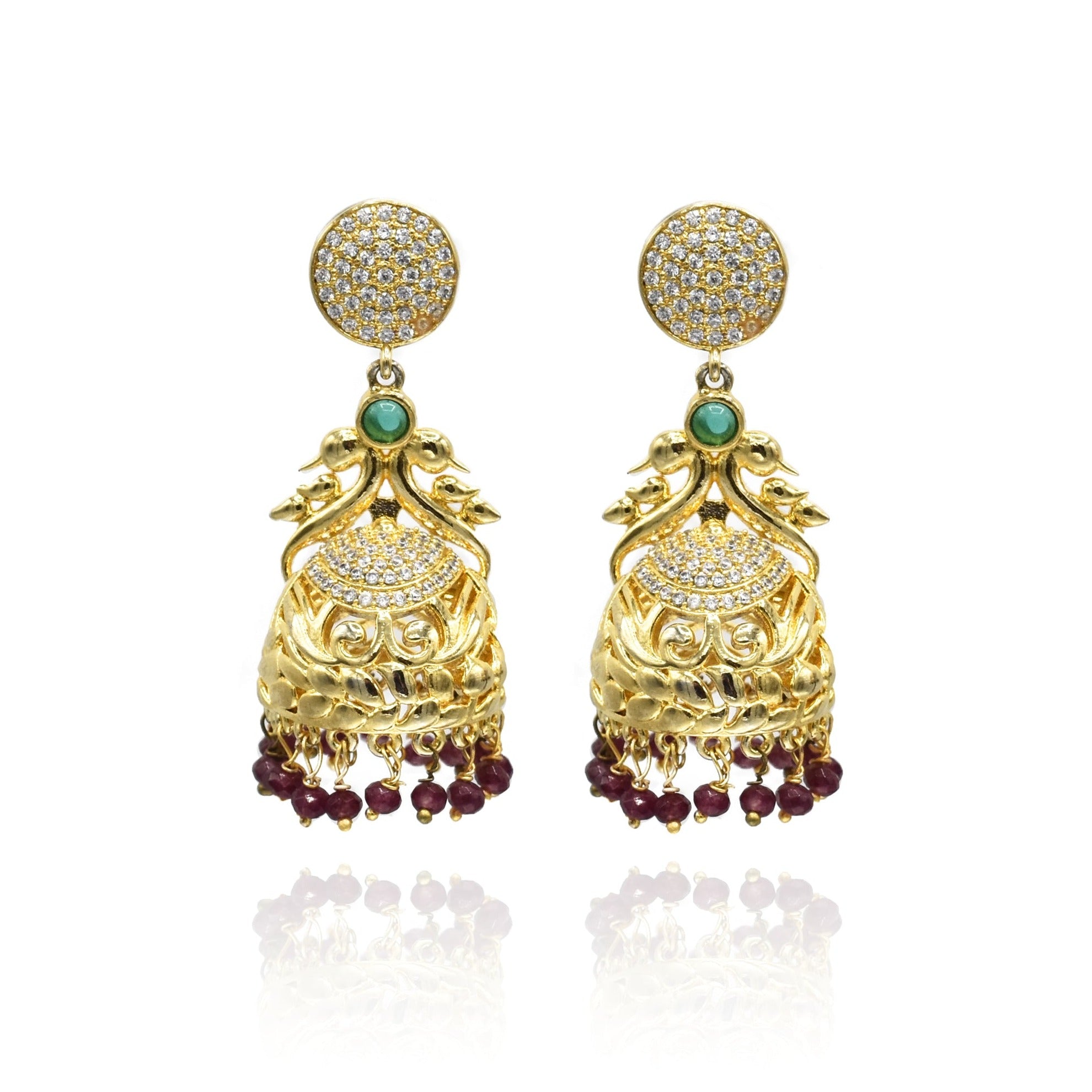 Urvi Jadau CZ Jhumki Earrings - The Pashm