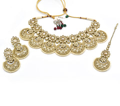 Poonam Jarkan Polki Studded Set - Pearl - The Pashm