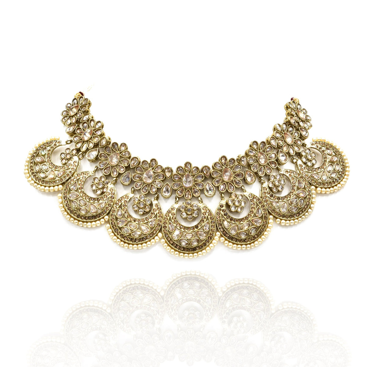 Poonam Jarkan Polki Studded Set - Pearl - The Pashm