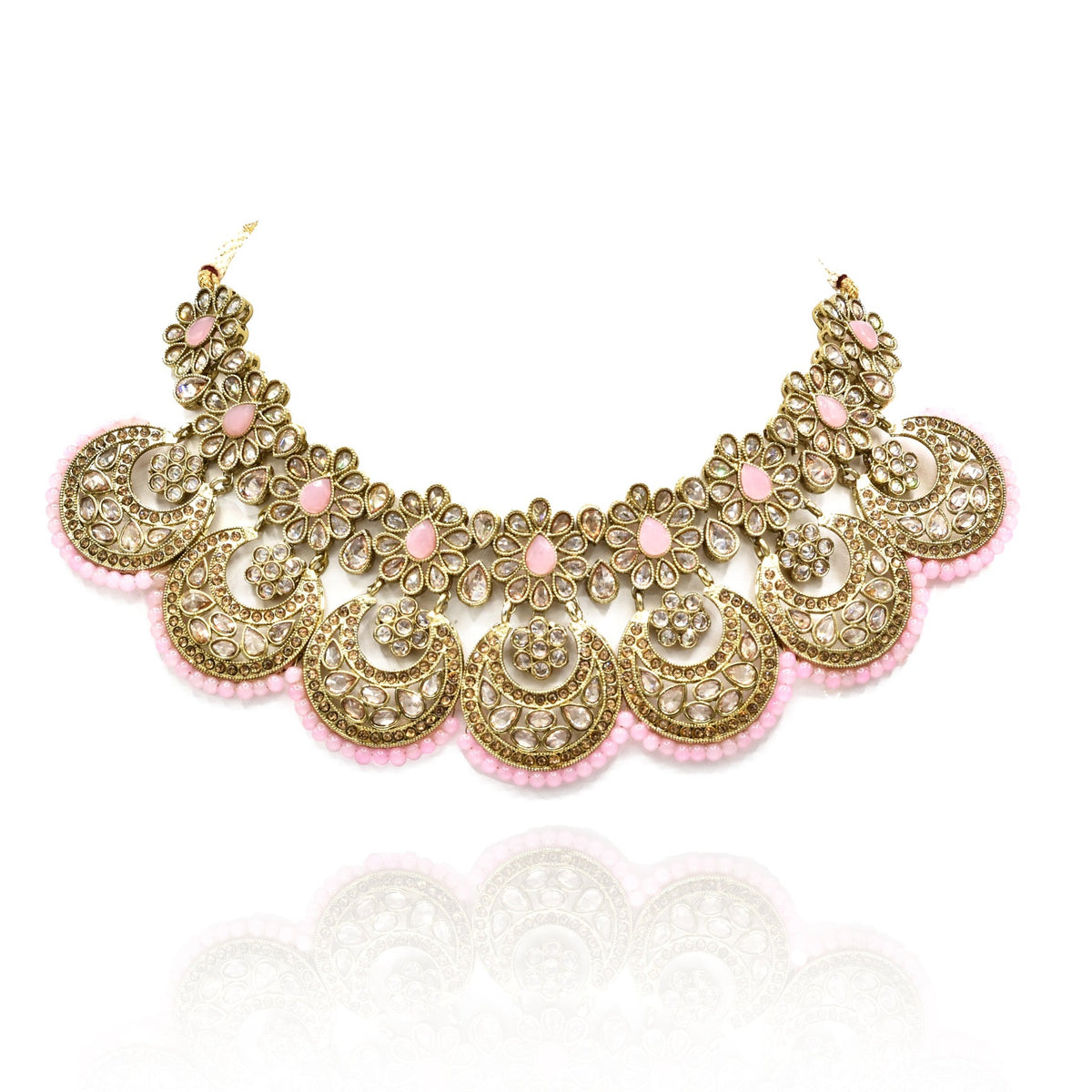 Poonam Jarkan Polki Studded Set - Pink - The Pashm